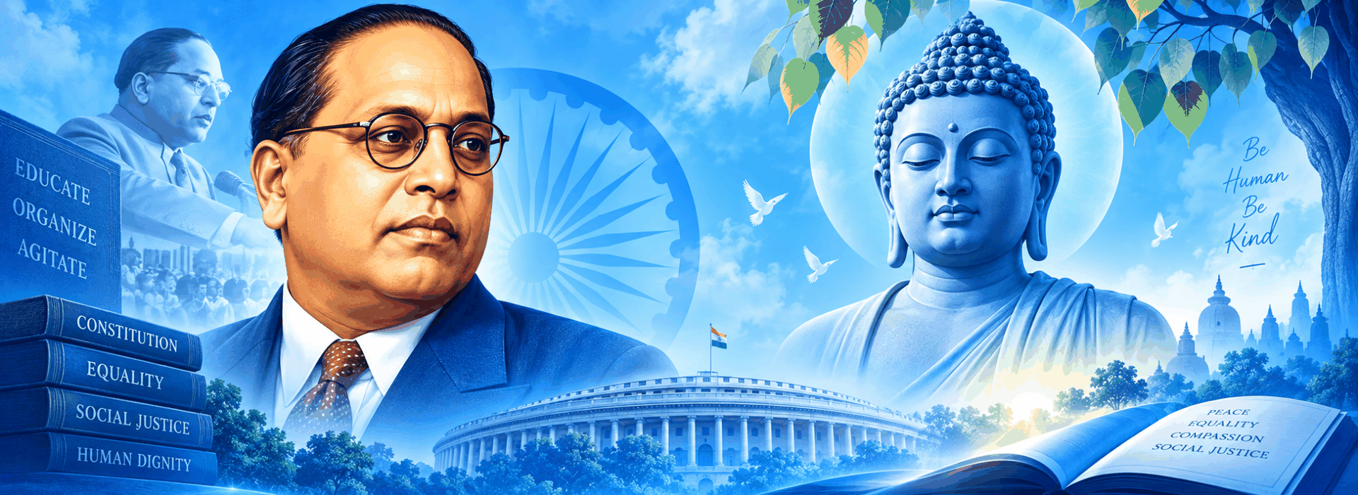 டாக்டர் அம்பேத்கர் மற்றும் புத்தர் அருளுரை பேனர்